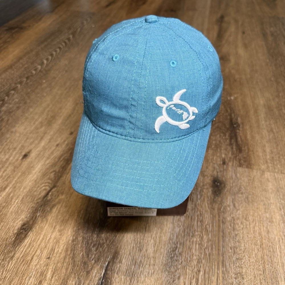 Crazy Shirts Hawaii Sea Turtle Hat Blue White Performance Swim Surf UPF Packable